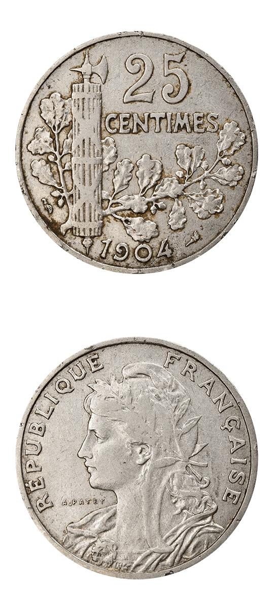 Французский франк 25 грамм 90% серебро